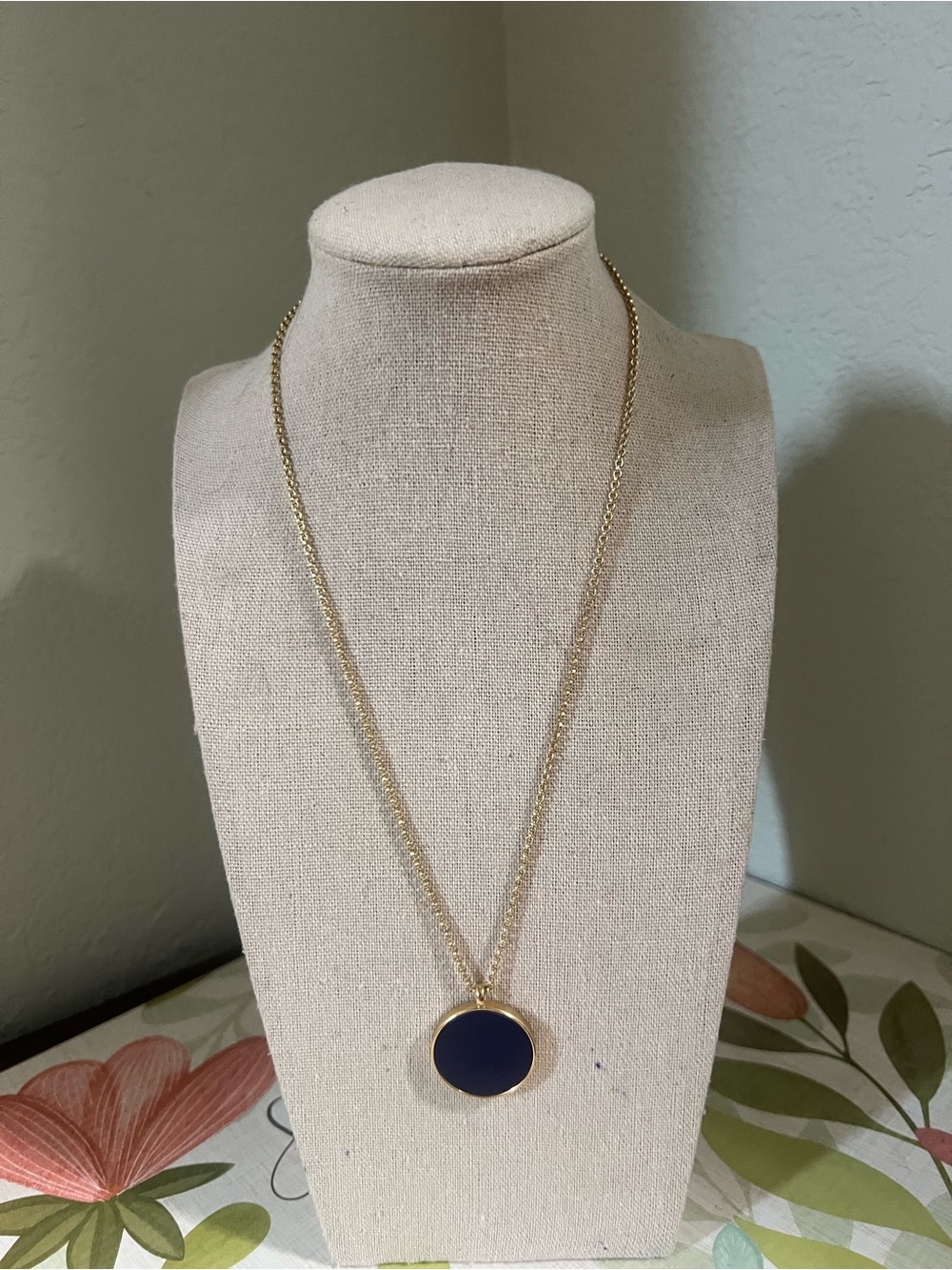 Lucky Brand Gold Necklace with Navy Pendant / Reversible #LBNK